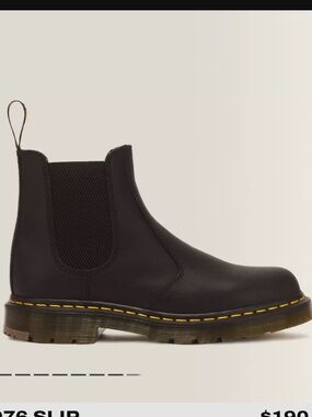 Dr. Martens air ware Napa leather 2976 Black Chelsea Boots with Yellow Stitching